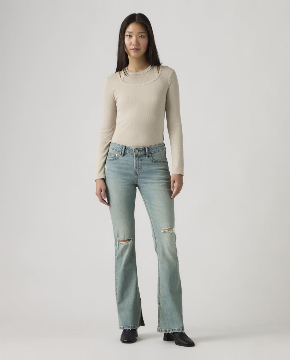 Imagem 0 de Jeans à Boca de Sino Low Slim Boot com Cintura Baixa