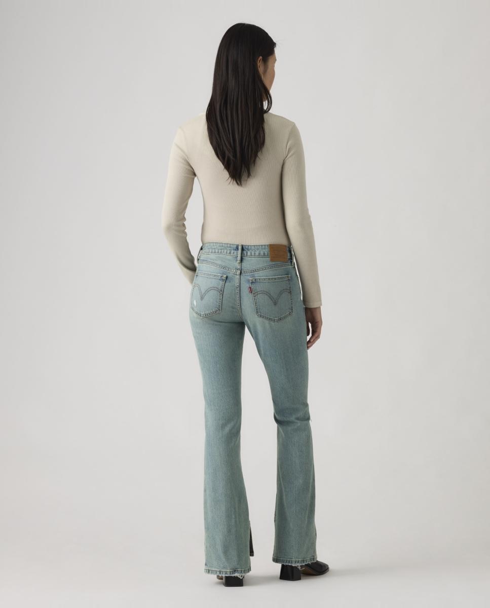 Jeans à Boca de Sino Low Slim Boot com Cintura Baixa Azul-claro-2