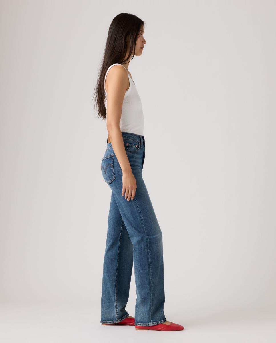 Jeans Straight Ribcage™ Full Length de Cintura Subida Azul-4