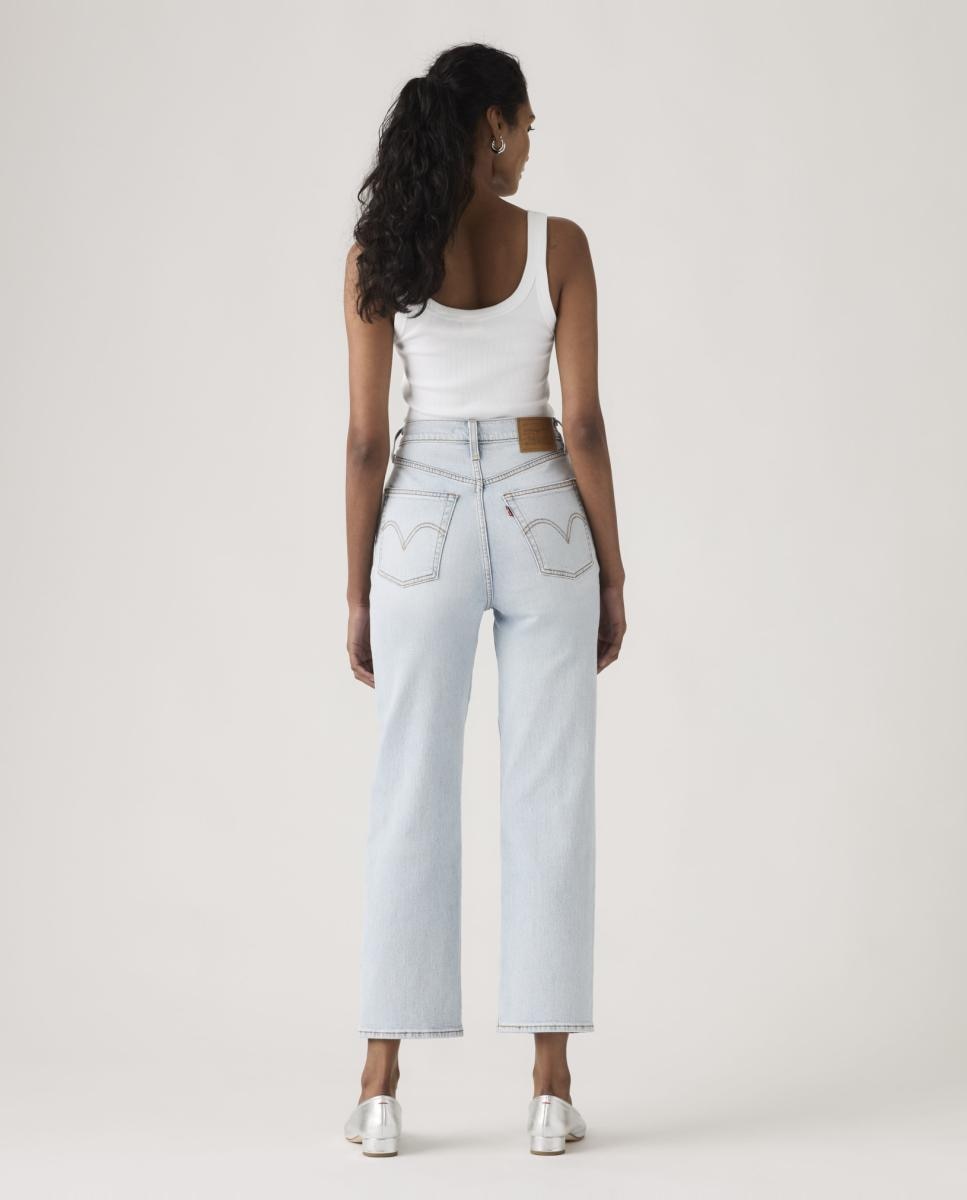 Jeans Straight Ribcage™ Straight Ankle de Cintura Subida Azul-claro-2