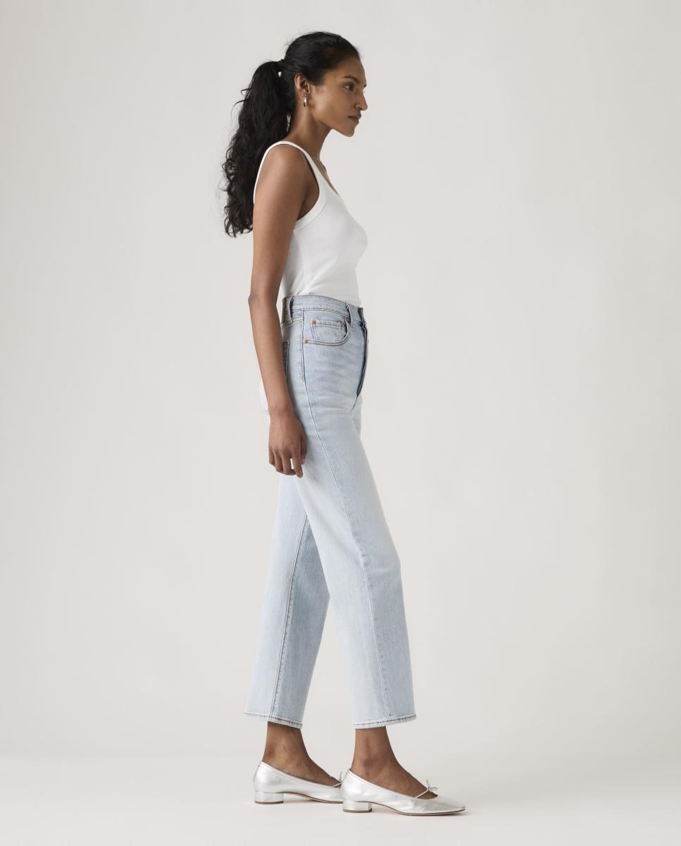 Jeans Straight Ribcage™ Straight Ankle de Cintura Subida Azul-claro-4