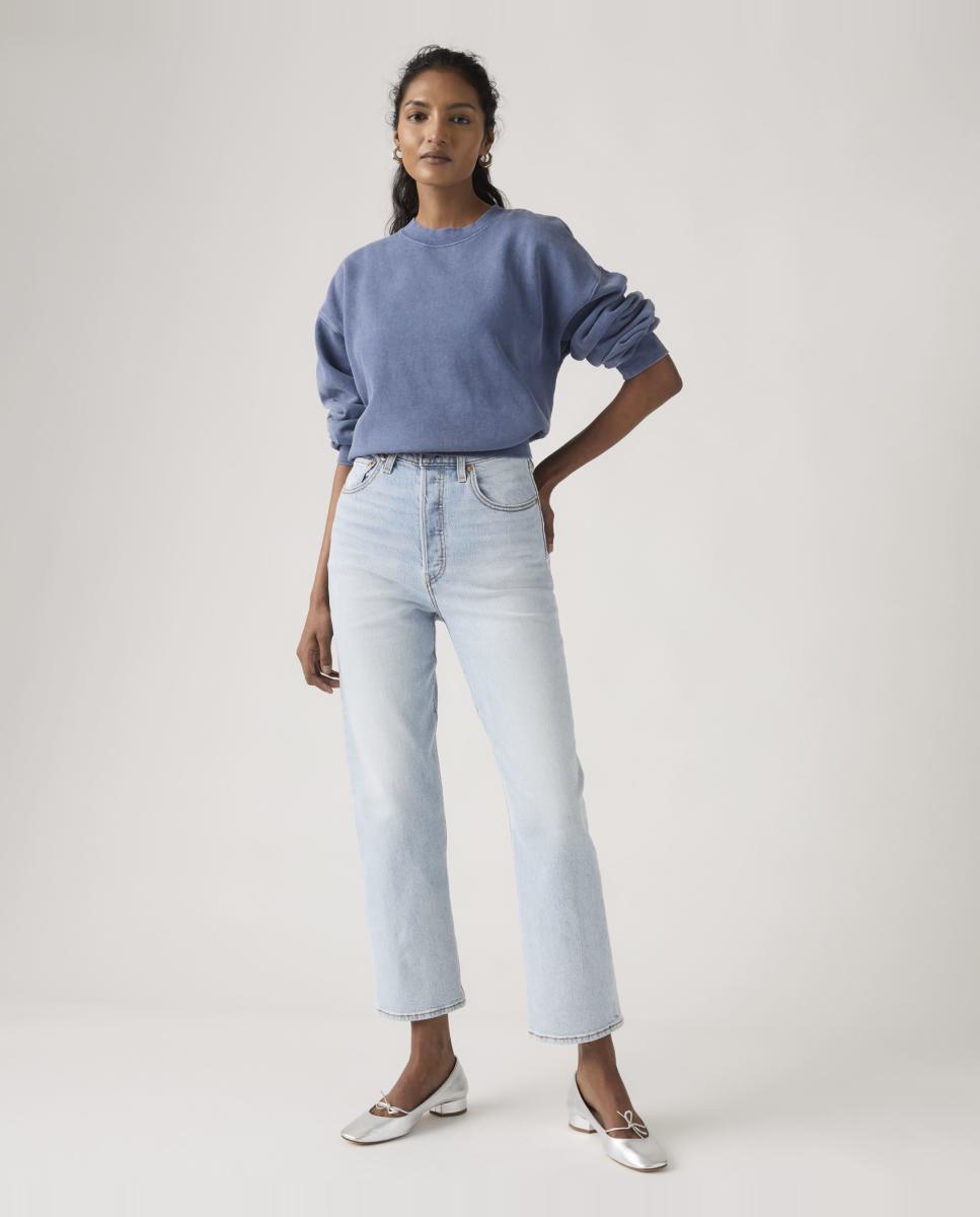 Jeans Straight Ribcage™ Straight Ankle de Cintura Subida Azul-claro-5