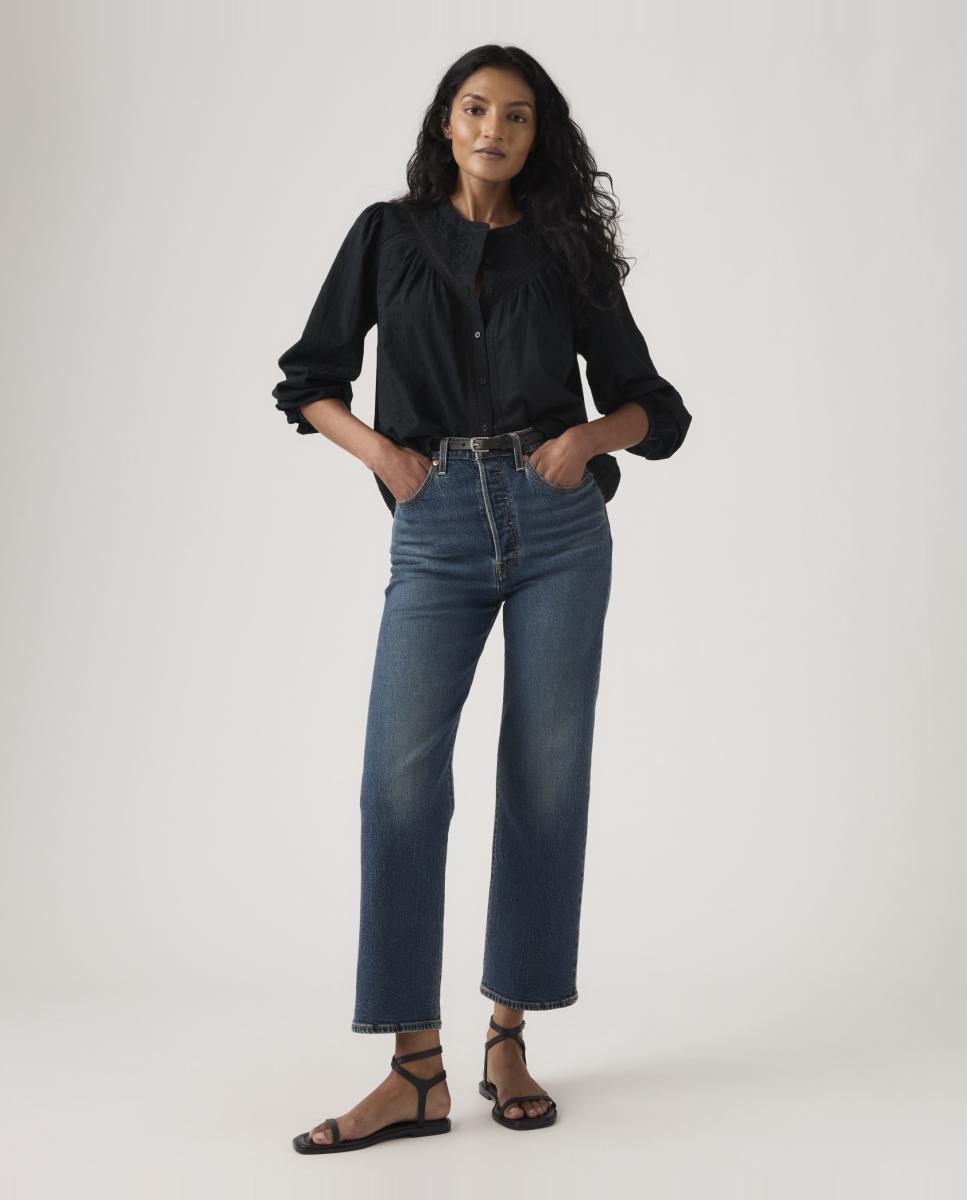 Jeans Straight Ribcage™ Straight Ankle de Cintura Subida Azul-7