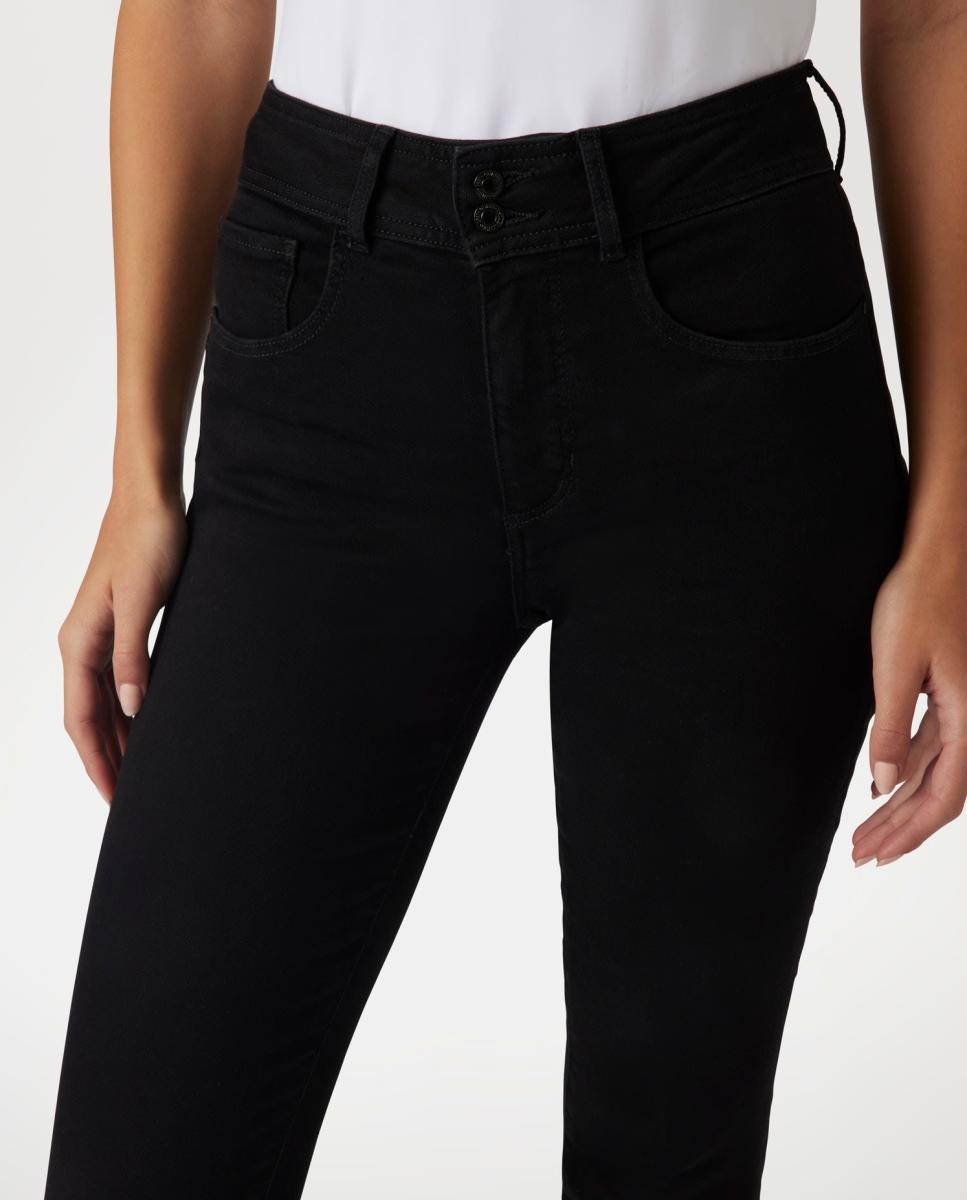 Calça de ganga de senhora Preto-4