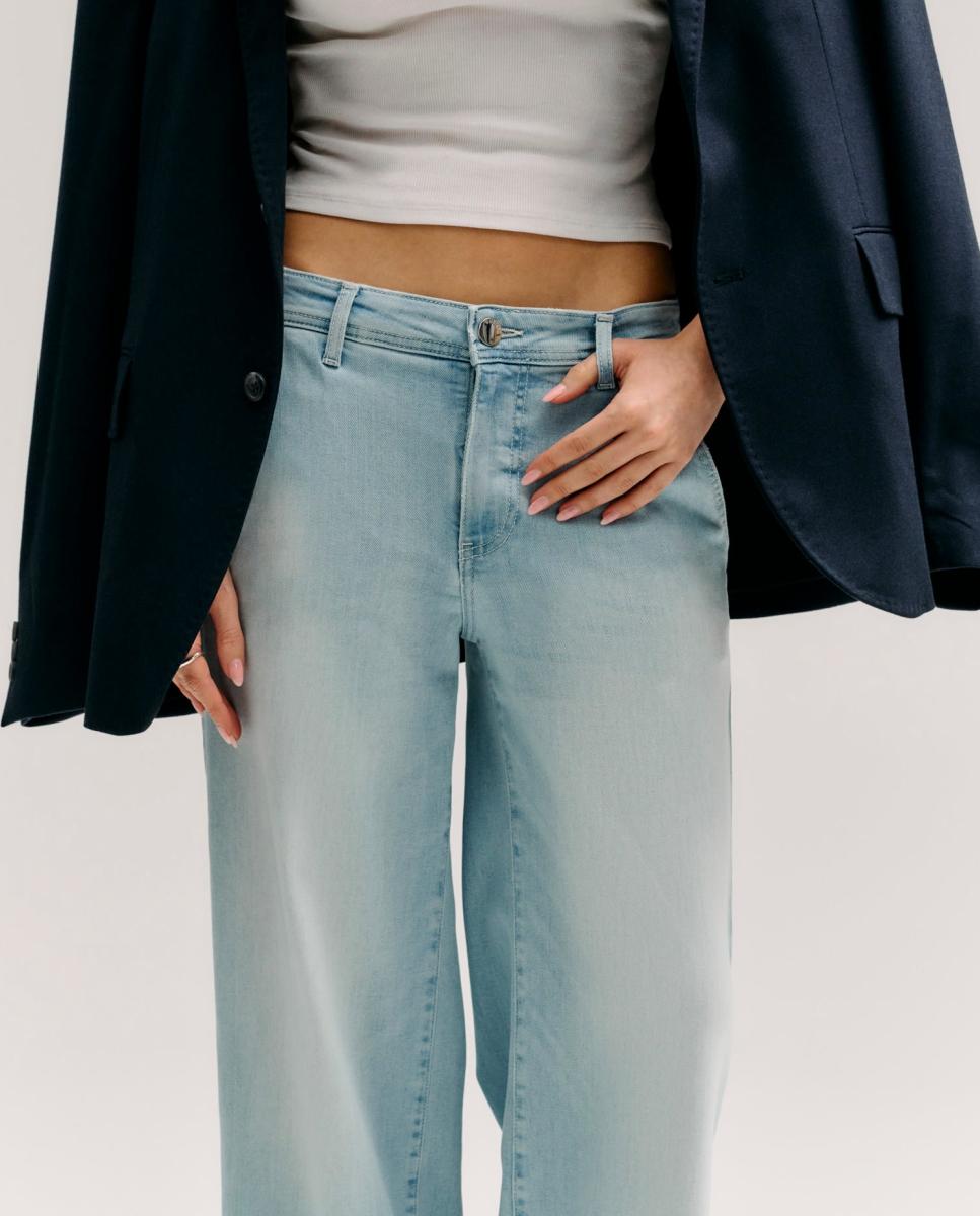 Calça de ganga de senhora Azul-claro-3