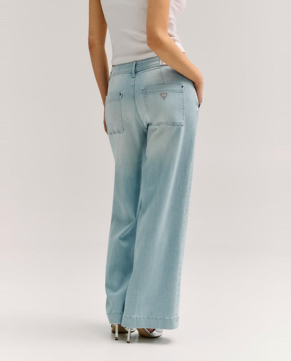 Calça de ganga de senhora Azul-claro-4
