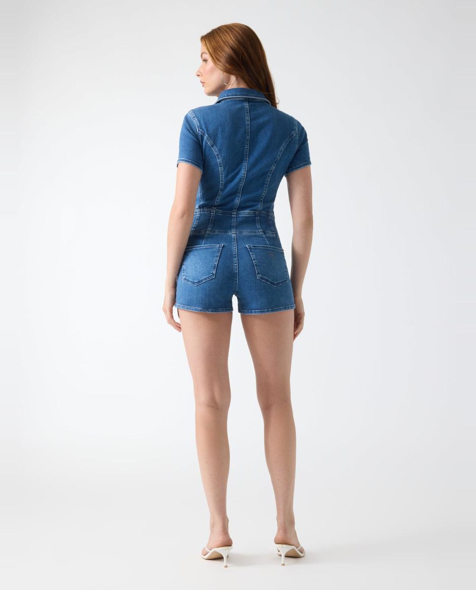 Macacão curto de mulher Azul-2