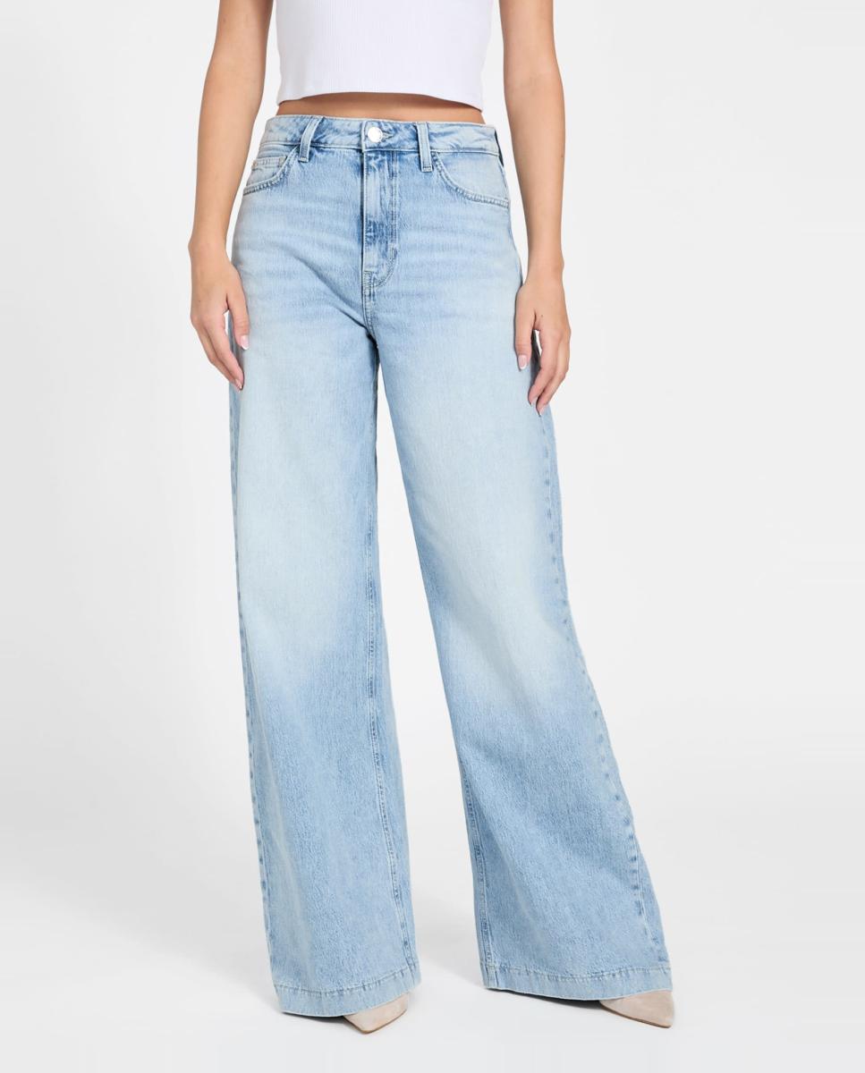 Calça de ganga de senhora Azul-claro-2