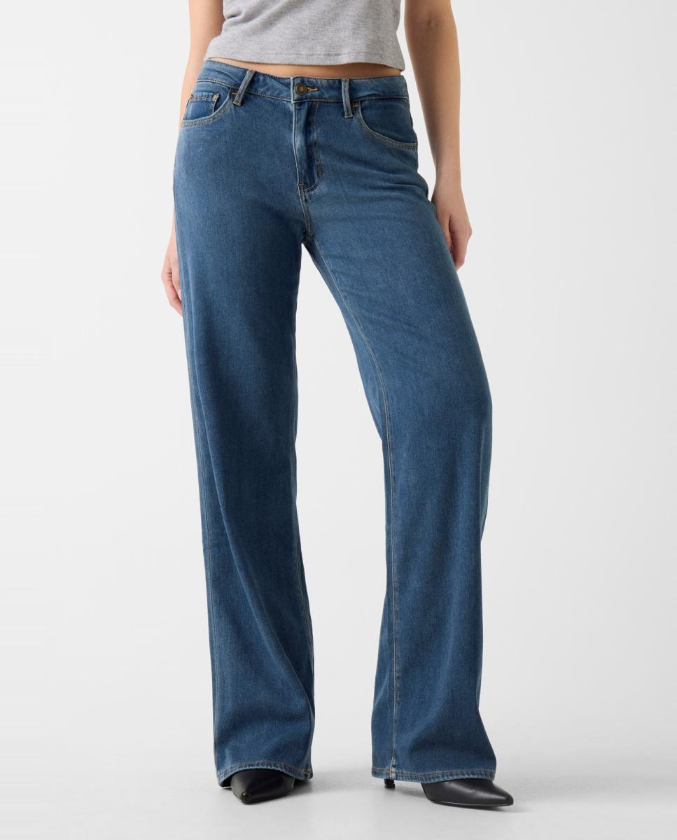Calça de ganga de senhora Azul-2