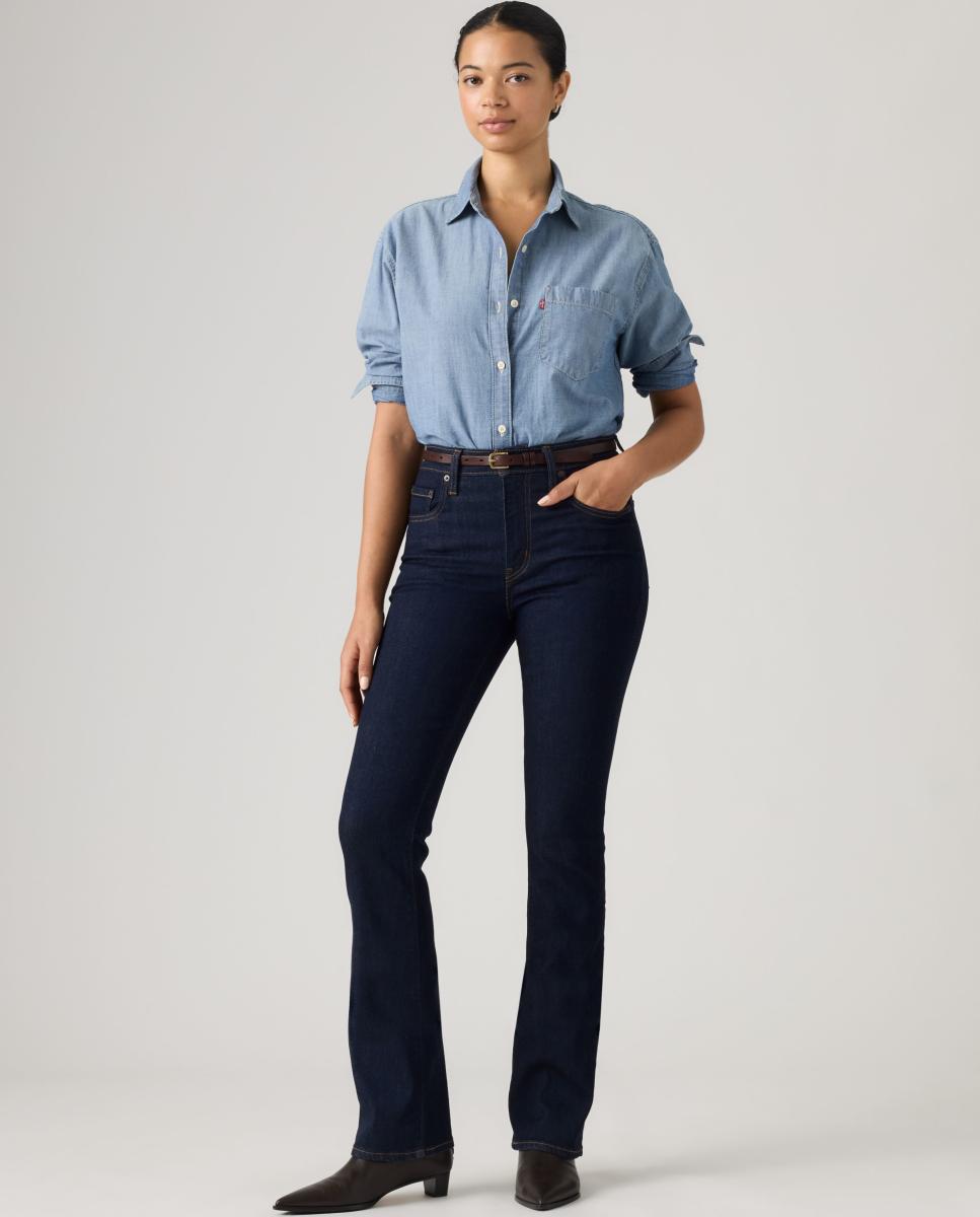 Jeans à Boca de Sino 725? High Rise Bootcut com Cintura Subida Azul-marinho-4