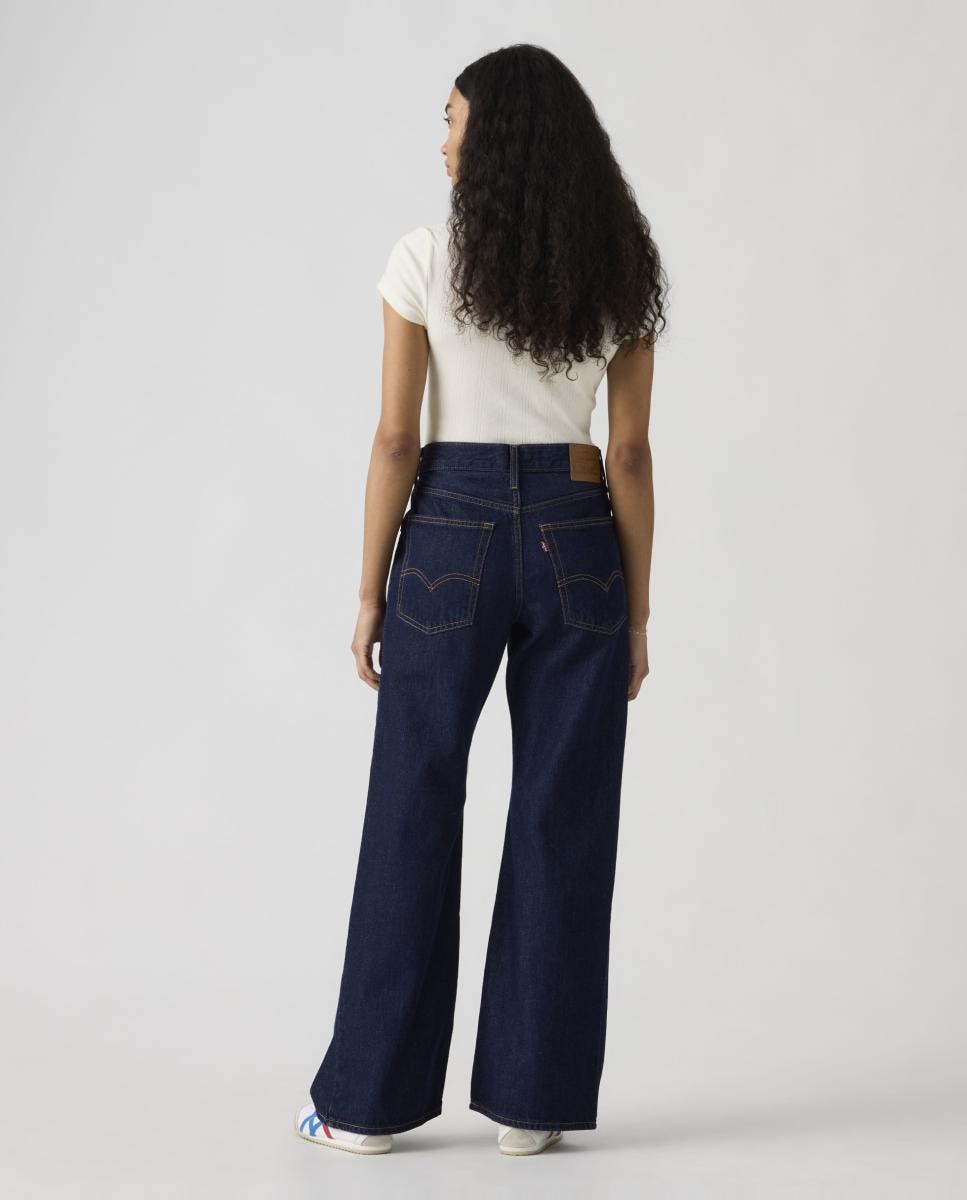 Jeans à Boca de Sino Loose Boot com Cintura Média Azul-índigo-2