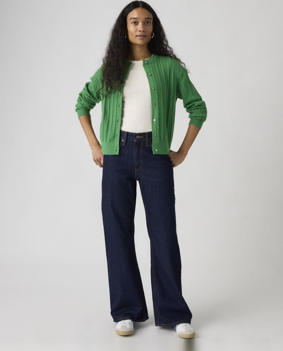 Jeans à Boca de Sino Loose Boot com Cintura Média Azul-índigo-4