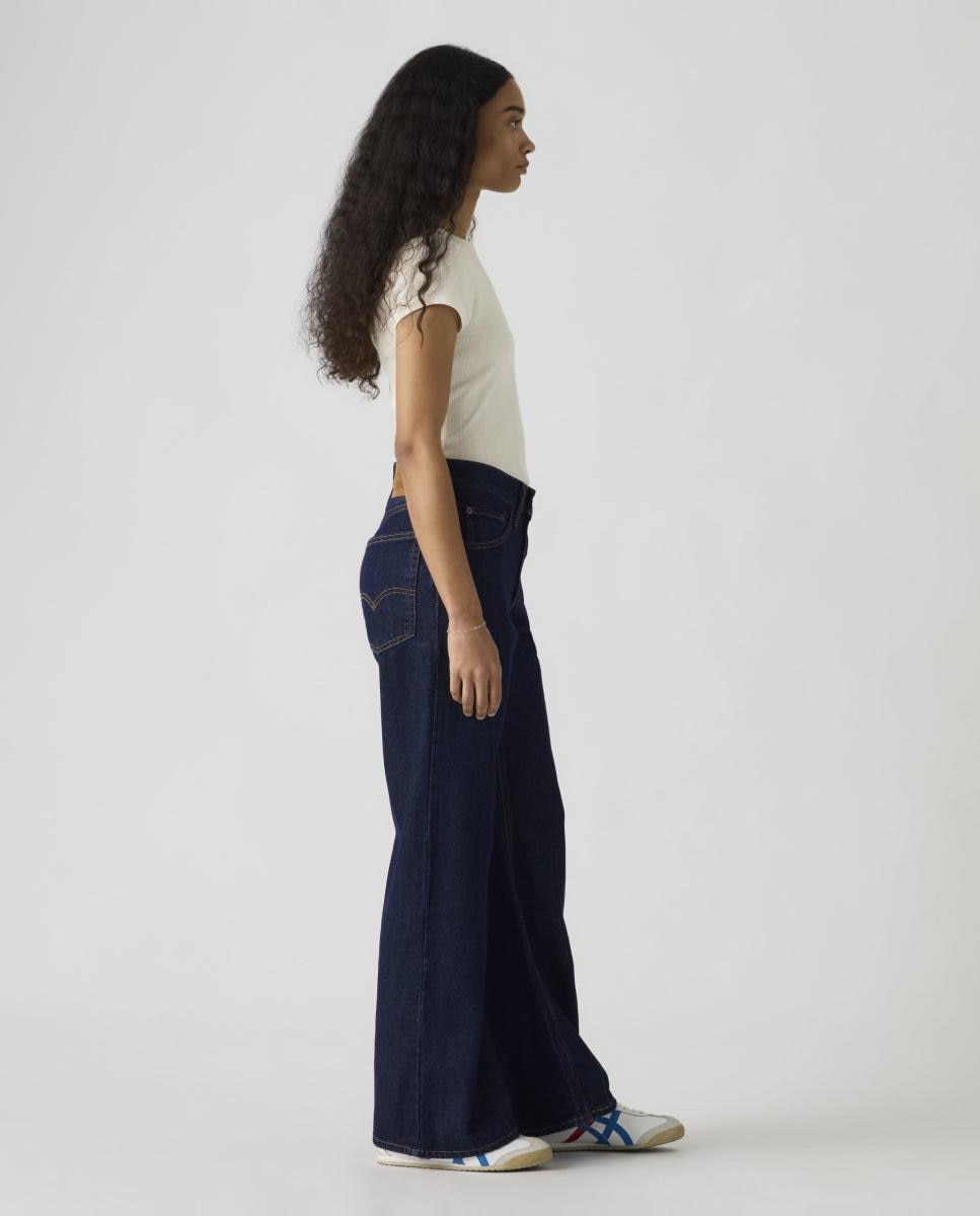 Jeans à Boca de Sino Loose Boot com Cintura Média Azul-índigo-5