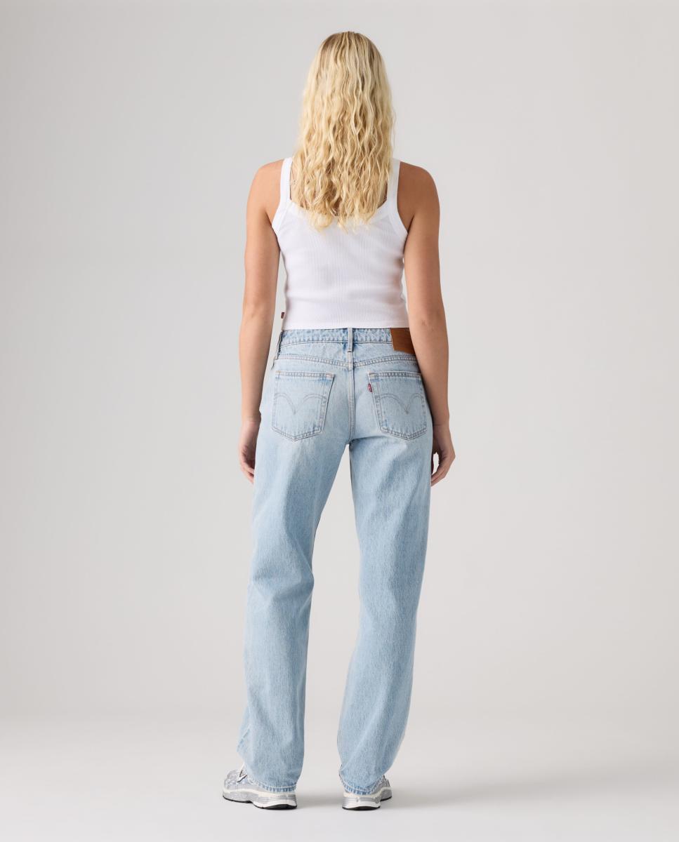 Jeans Slim Low Straight com Cintura Baixa Azul-claro-2
