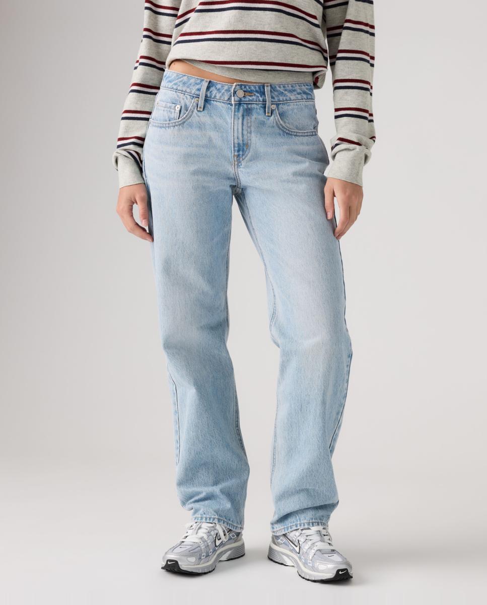 Jeans Slim Low Straight com Cintura Baixa Azul-claro-3