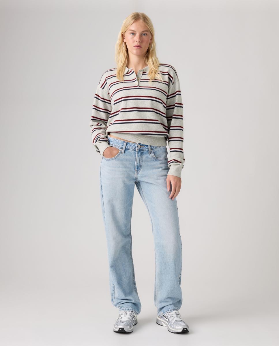 Jeans Slim Low Straight com Cintura Baixa Azul-claro-4