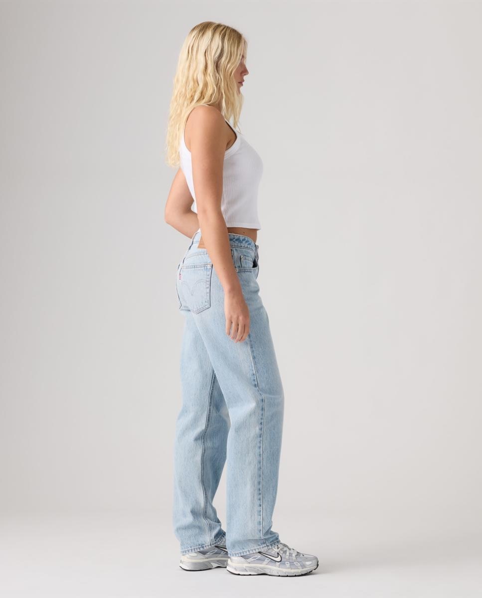 Jeans Slim Low Straight com Cintura Baixa Azul-claro-5