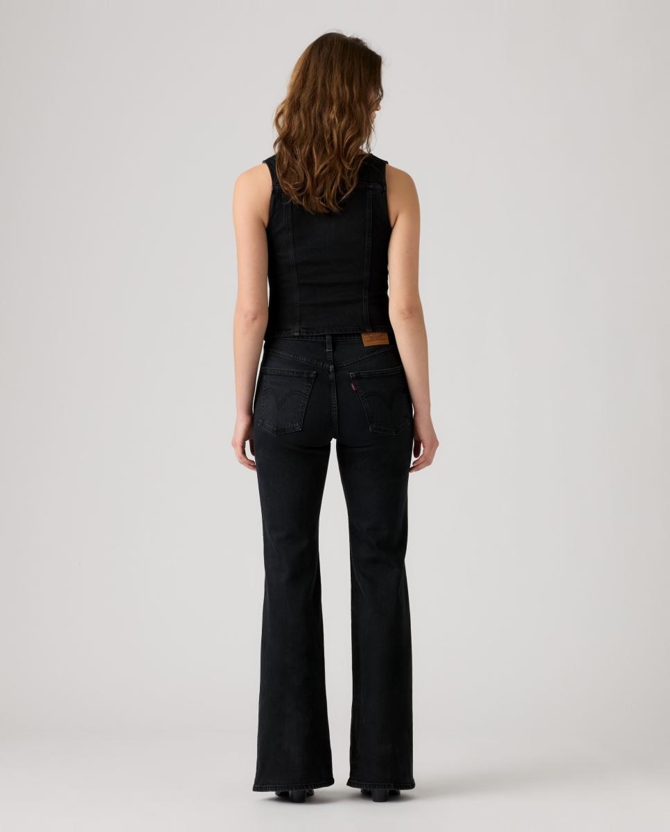 Jeans à Boca de Sino Ribcage? Flare com Cintura Subida Preto-2