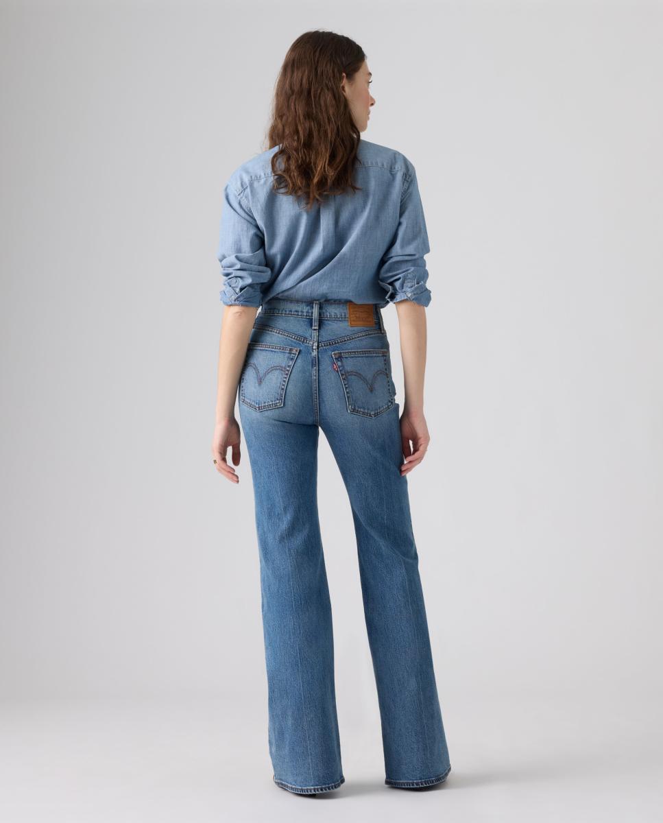 Jeans à Boca de Sino Ribcage? Flare com Cintura Subida Azul-2
