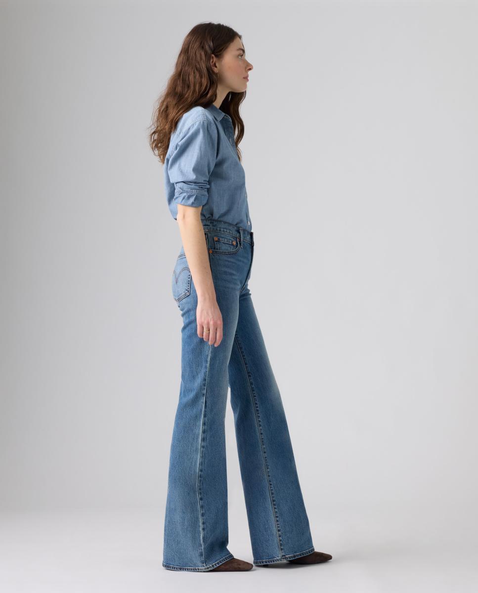 Jeans à Boca de Sino Ribcage? Flare com Cintura Subida Azul-5