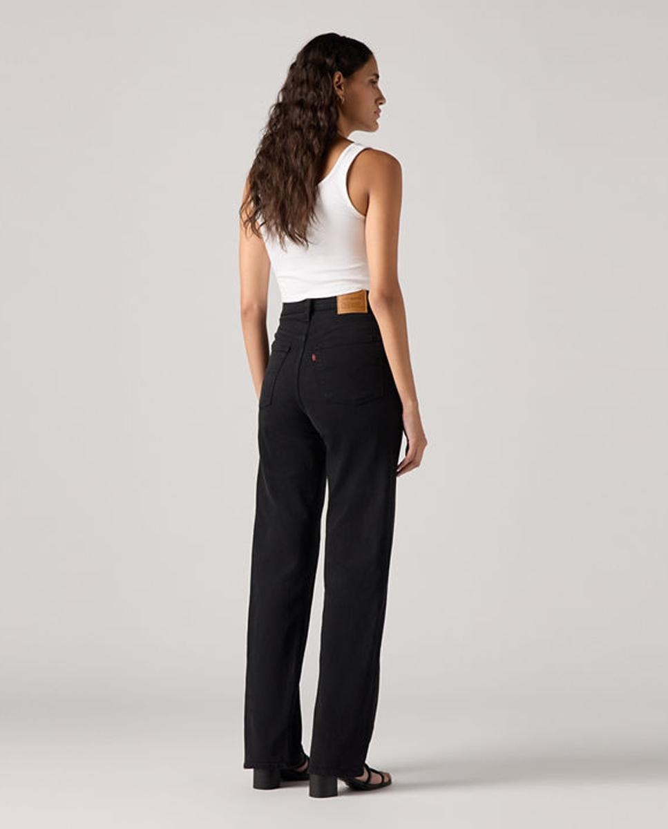 Jeans Straight Ribcage Full Length com Cintura Subida Preto-4