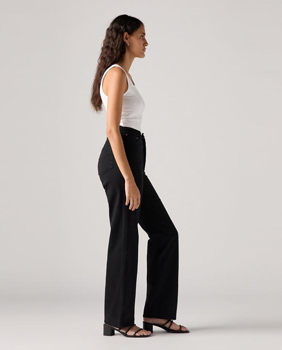 Jeans Straight Ribcage Full Length com Cintura Subida Preto-7