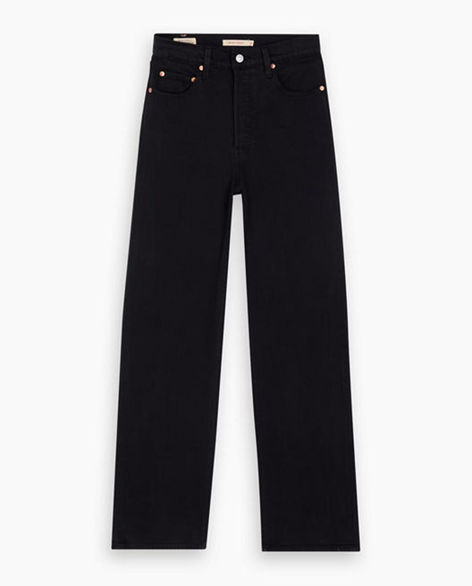 Jeans Straight Ribcage Full Length com Cintura Subida Preto-8