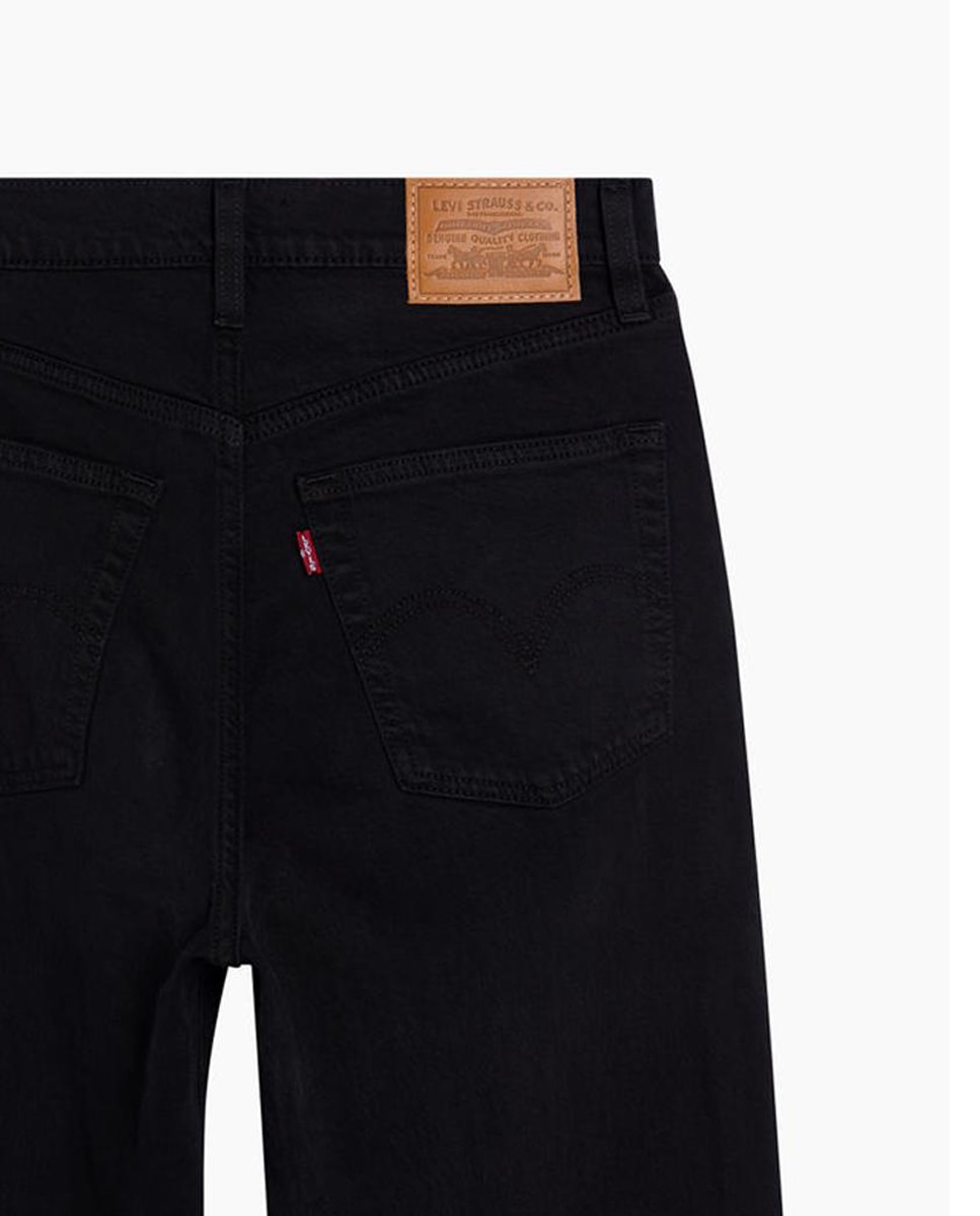 Jeans Straight Ribcage Full Length com Cintura Subida Preto-9