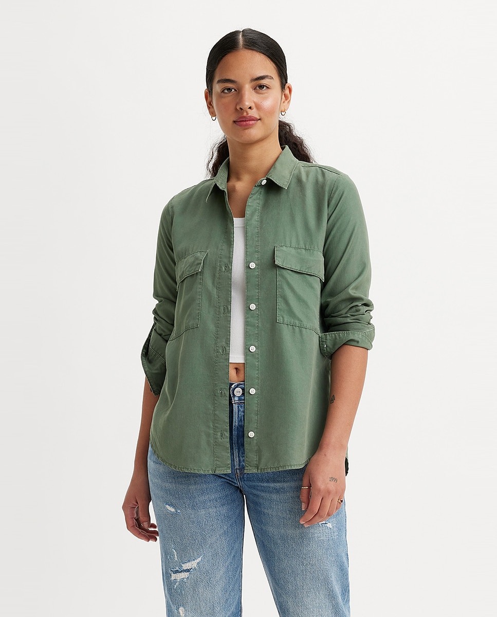 Camisa de mujer de manga larga 100% lyocell - Levi's - Verde oscuro Verde oscuro-1