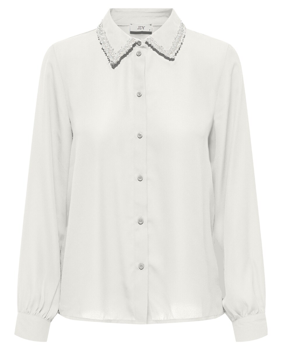 Camisa de mulher com manga comprida Branco-1