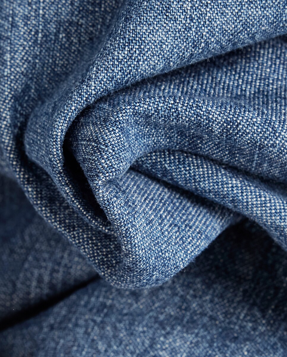 Camisa de ganga de senhora Azul-3