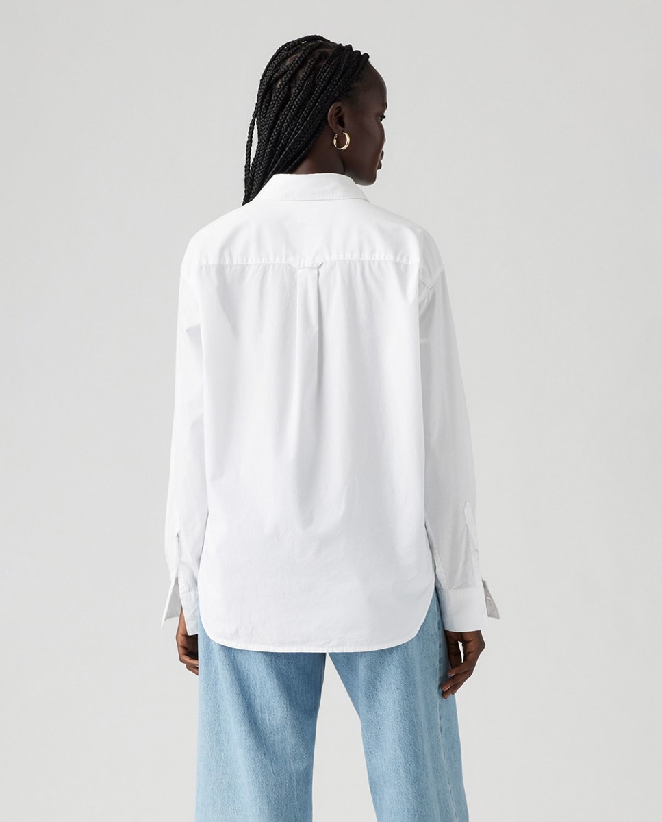 Camisa de mulher com manga comprida Branco-2