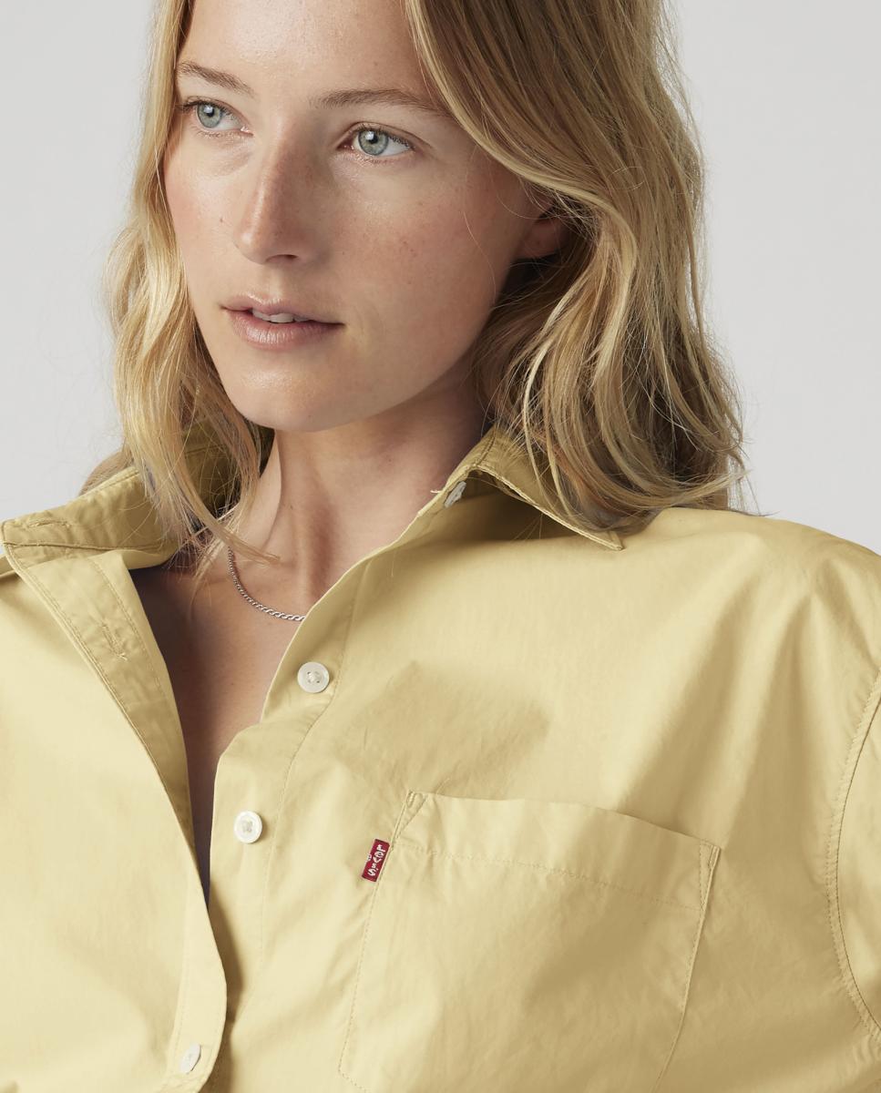 Camisa de mulher com manga comprida Amarelo-3