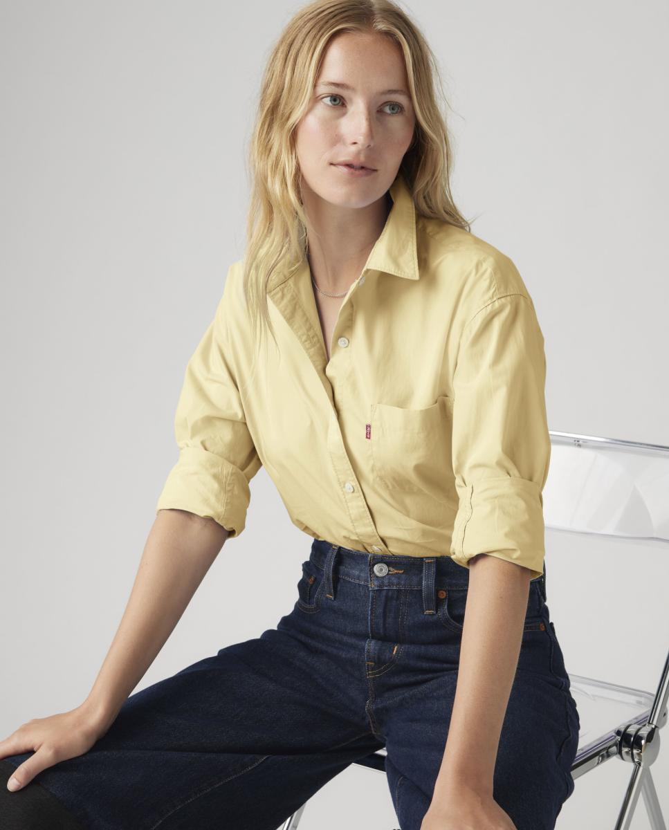 Camisa de mulher com manga comprida Amarelo-4