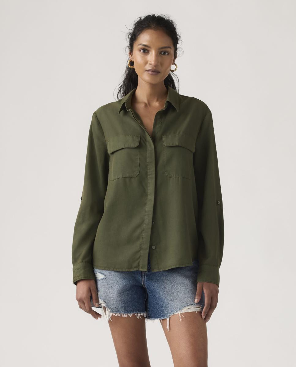 Imagen 0 de Camisa de mujer de manga larga Verde