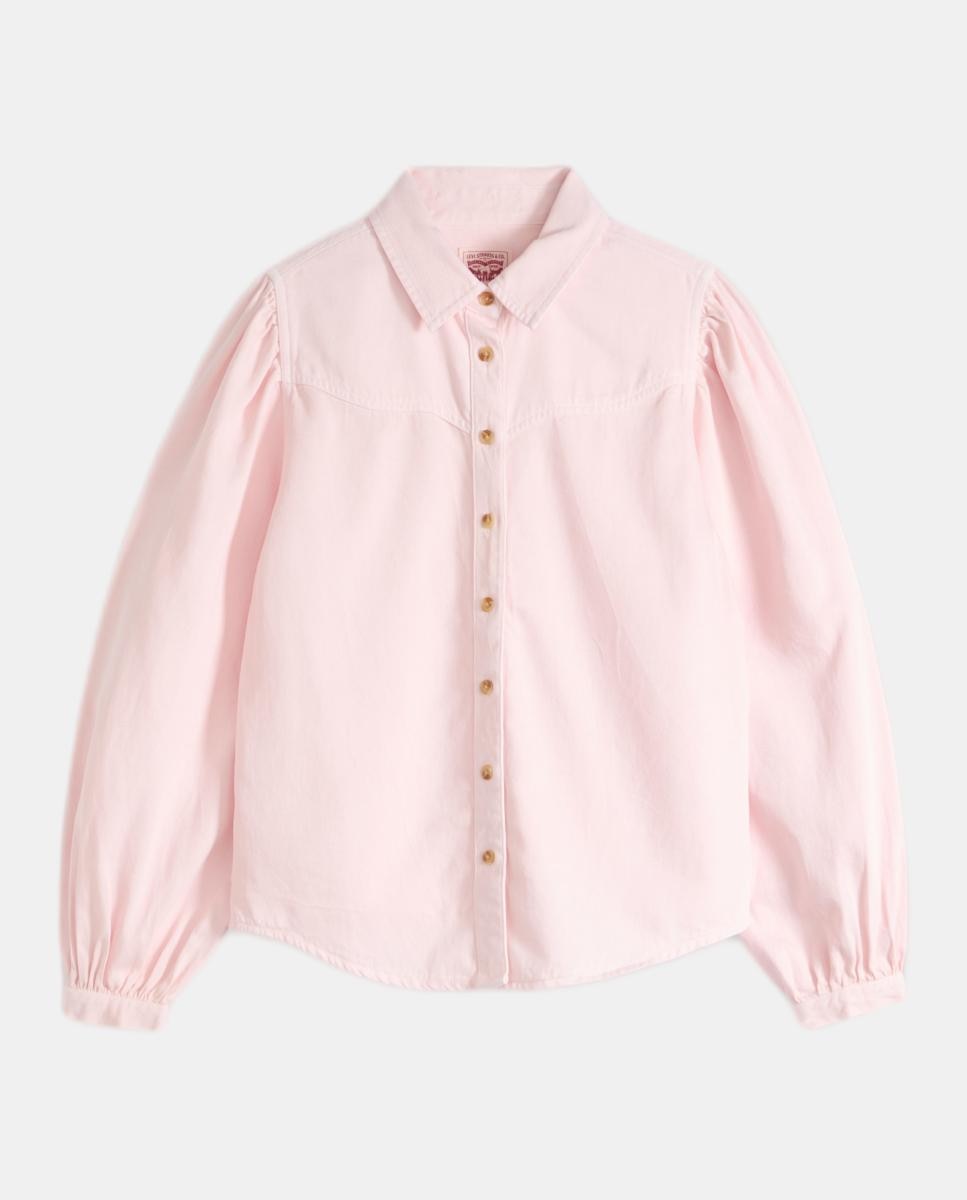 Camisa de mulher com manga comprida Rosa-claro-5