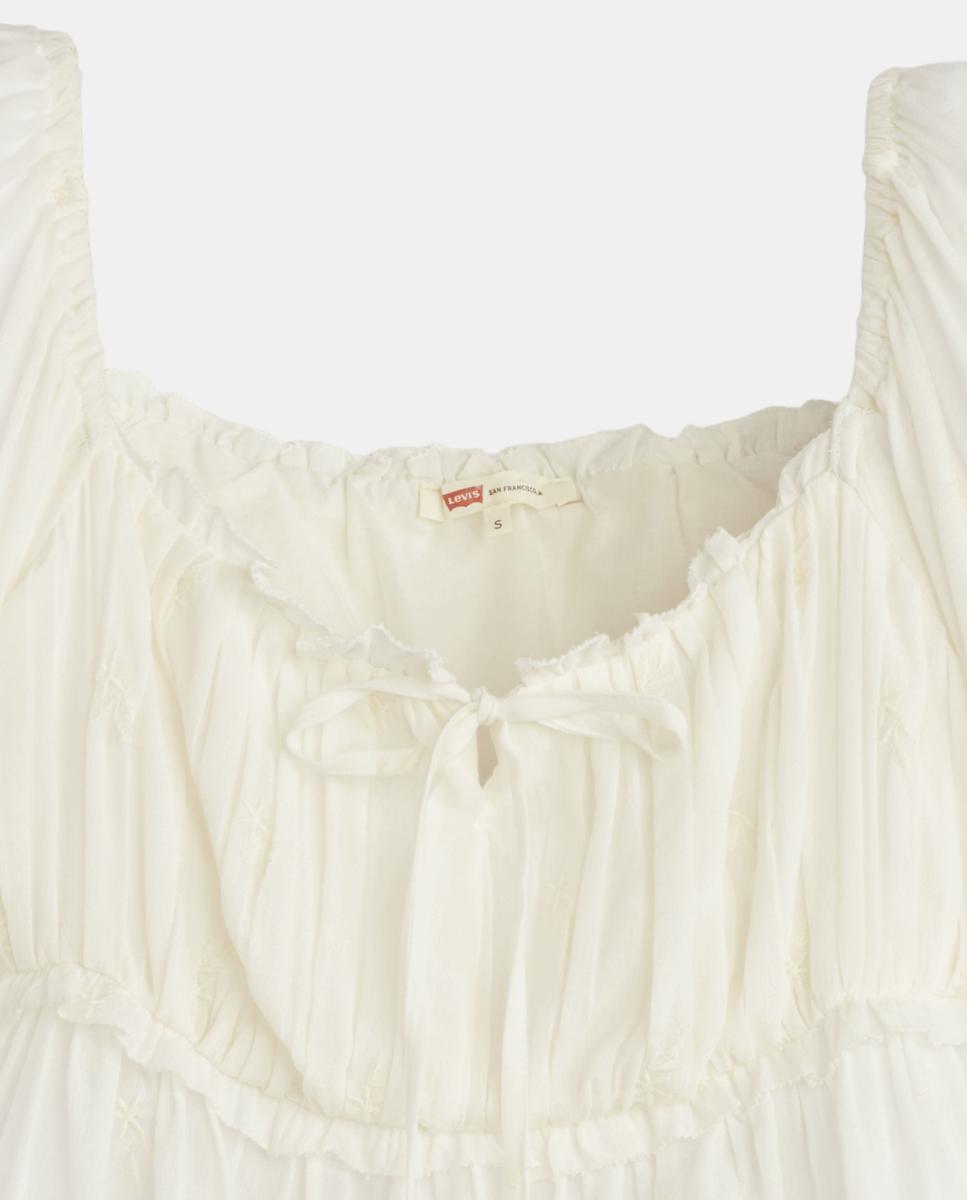 Blusa de Manga Comprida e Decote Quadrado Creme-6