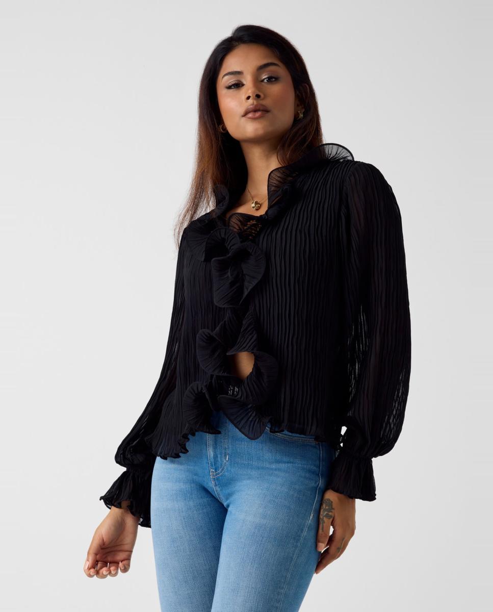 Blusa de Manga Comprida Preto-1