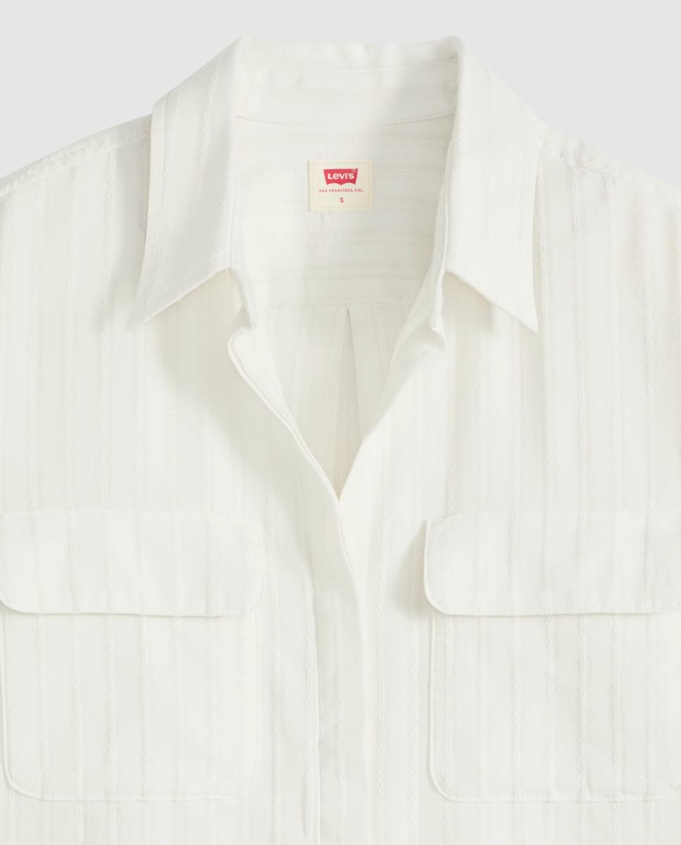 Camisa de mulher com manga comprida Branco-6