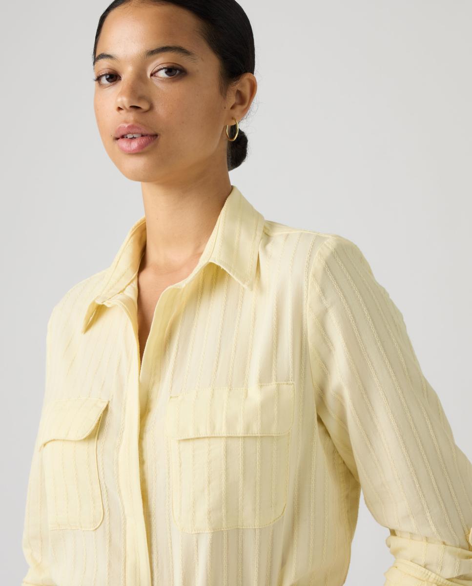 Camisa de mulher com manga comprida Amarelo-3