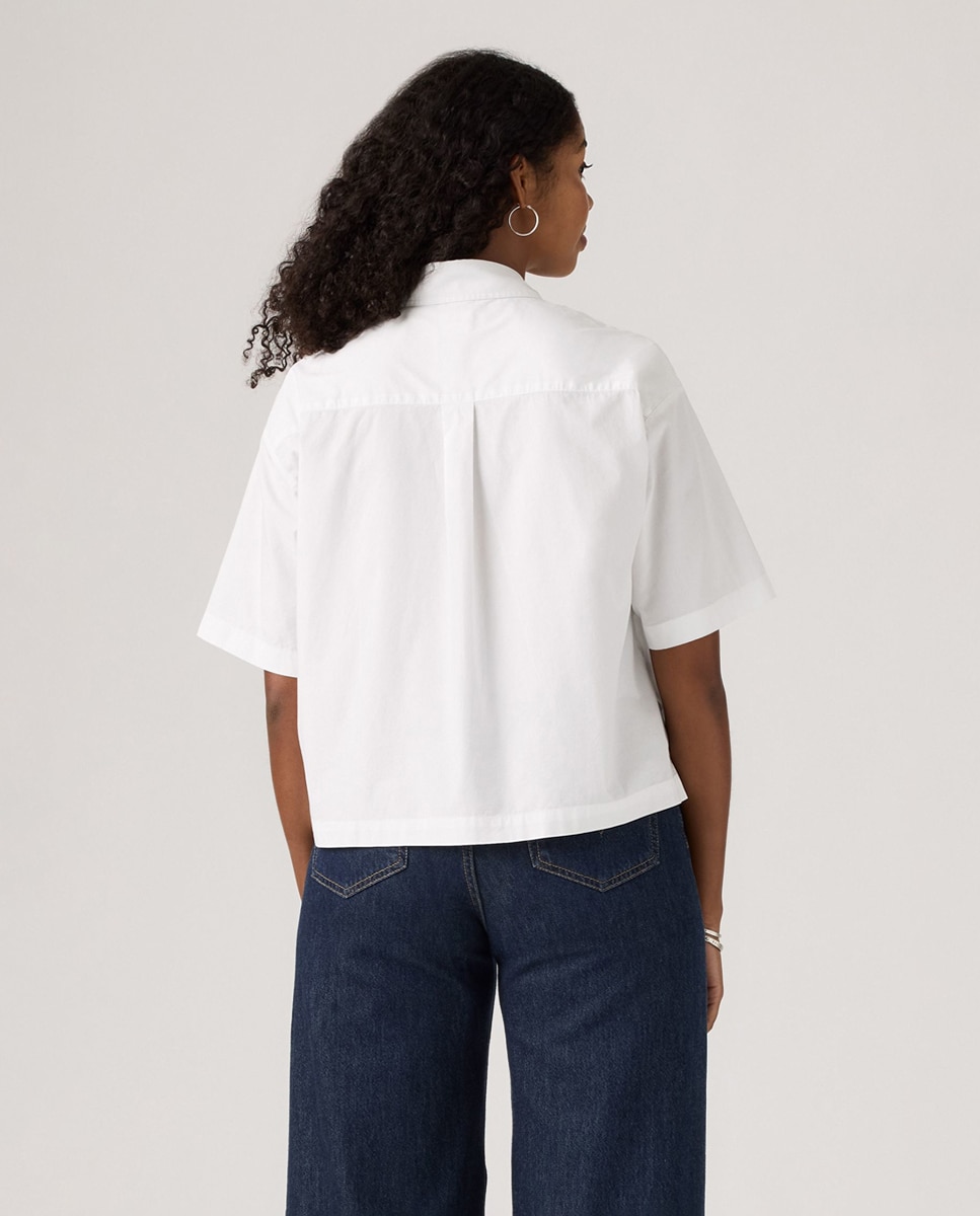 Camisa Cropped de Manga Curta Branco-2