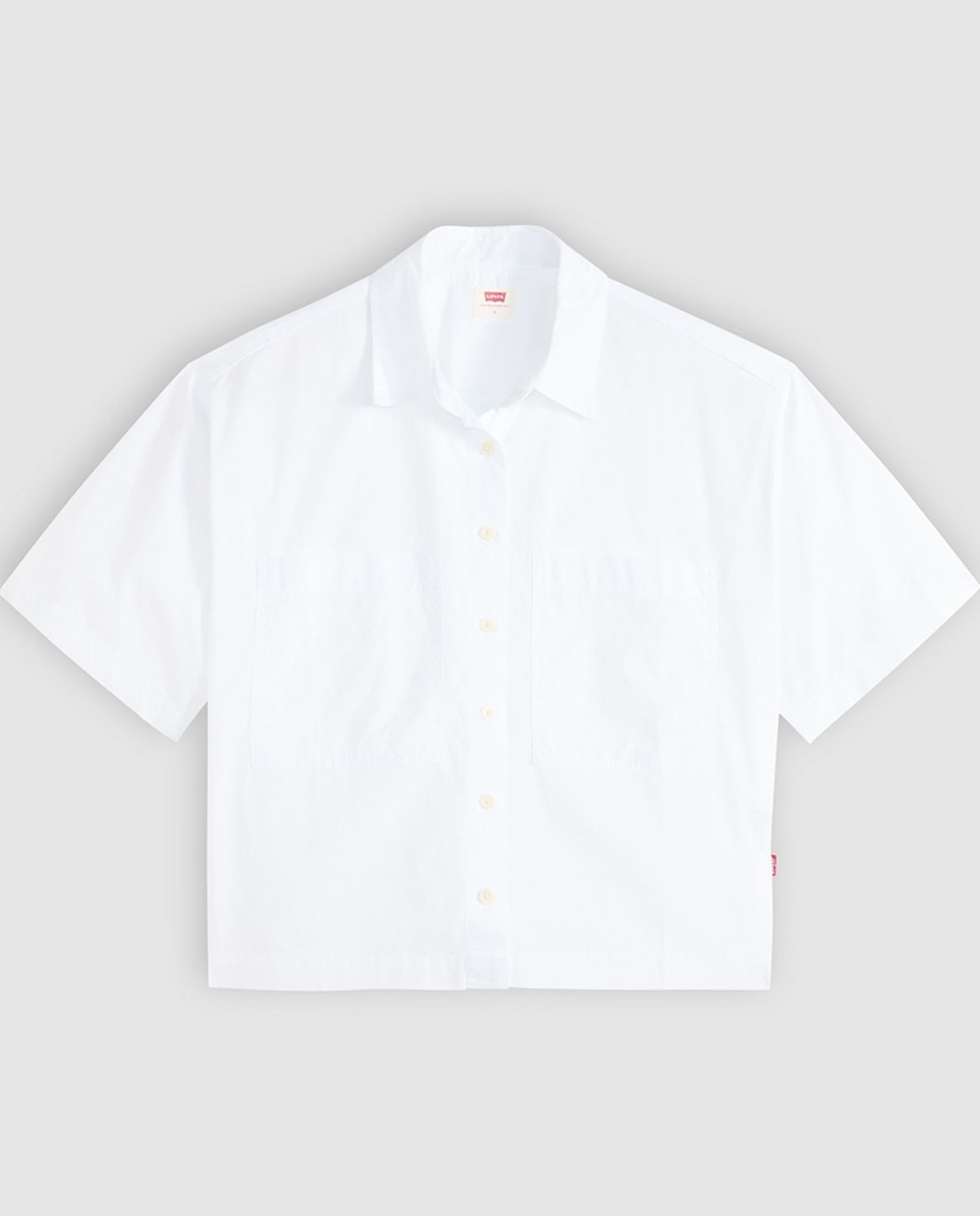 Camisa Cropped de Manga Curta Branco-5