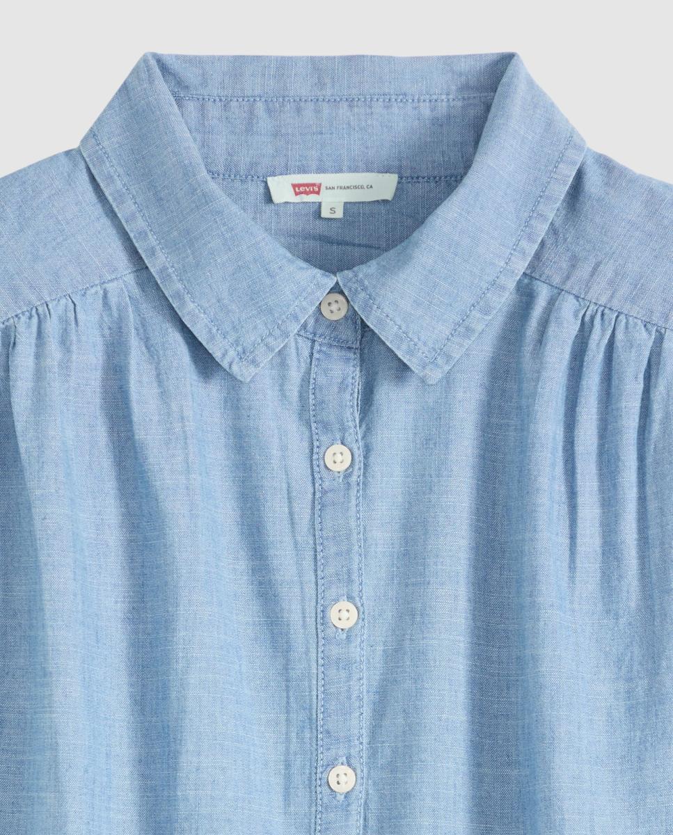 Blusa de mulher com manga curta Azul-6