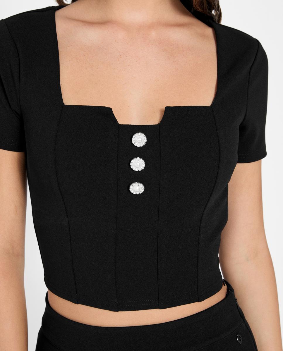 Top com Botões Decorativos Preto-2
