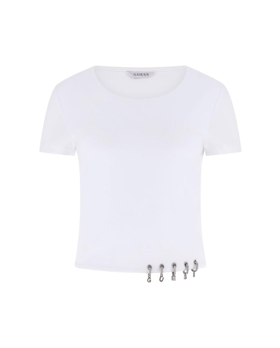 T-shirt de manga curta de mulher Branco-4