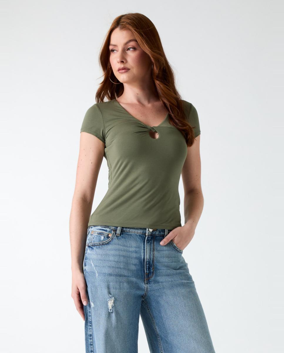 Camiseta de manga corta de mujer - Guess - Verde militar Verde militar-1