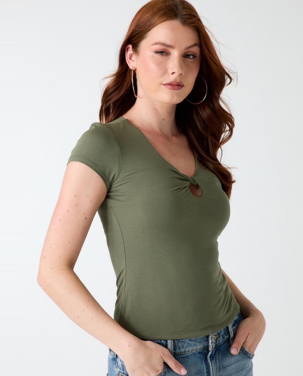 Camiseta de manga corta de mujer - Guess - Verde militar Verde militar-2