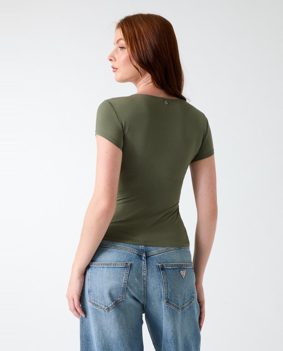 Camiseta de manga corta de mujer - Guess - Verde militar Verde militar-3