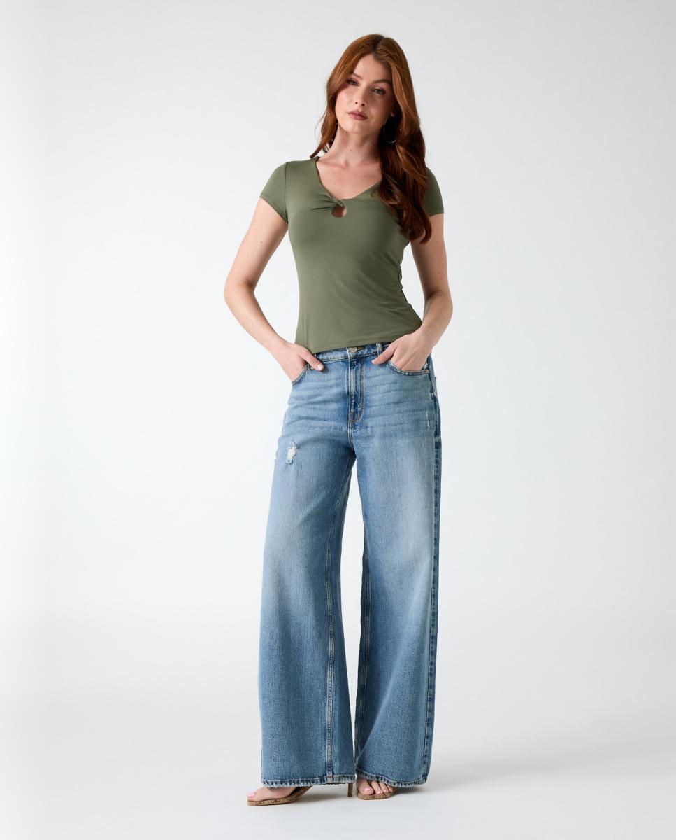 Camiseta de manga corta de mujer - Guess - Verde militar Verde militar-5