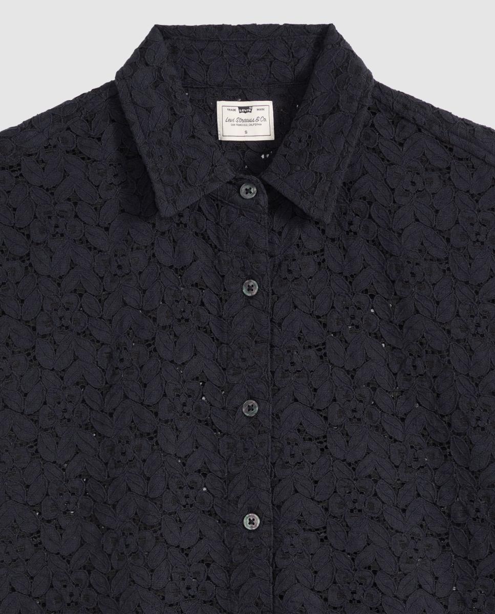 Camisa de mulher com manga curta Preto-6